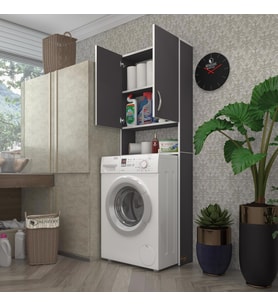 Kenzlife çamaşır makinesi dolabı veronika gri 180*066*20 banyo çift kapaklı arkalıksız