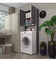 Kenzlife çamaşır makinesi dolabı veronika gri 180*066*20 banyo çift kapaklı arkalıksız