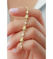 925 Ayar Gold Çiçek Zirkon Taşlı Gümüş Bileklik