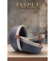 Jasper 3'lü Antrasit Jüt Hasır Sepet Oval Özel Tasarım Çok Amaçlı Düzenleyici Organizer (Bej)