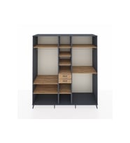 Kronos Dolap 10 Raflı 2 Çekmeceli 3 Askılı 220x59x243 Antrasit-Çam/Çam