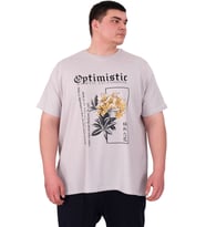 Mode XL Büyük Beden Erkek T-Shirt Bisiklet Yaka OPTIMISTIC U25028 Gri