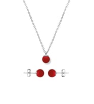 925 Ayar Gümüş Minimal Mercan Taşlı Set