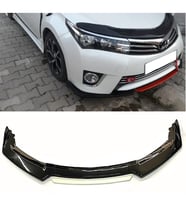 Toyota Corolla 2009-2014 Beyaz Renkli Şeritli Dilli Ön Lip 4 Prç Parlak Siyah ABS