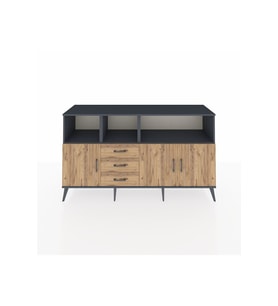 Kronos Konsol 5 Raflı 3 Çekmeceli 3 Kapaklı 176x59x99 Antrasit-Çam
