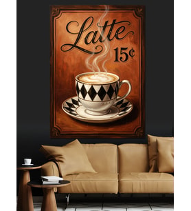 Latte 15 Cent Tabela Dekoratif Kanvas - Mdf Ahşap Tablo