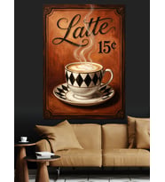 Latte 15 Cent Tabela Dekoratif Kanvas - Mdf Ahşap Tablo
