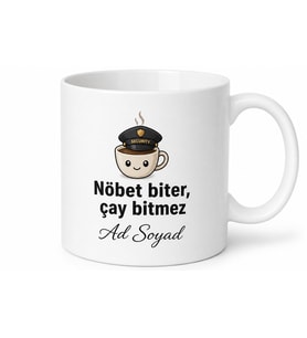 Güvenlik Görevlisine Hediye Esprili Nöbet Saati Çay Kupası Bardak