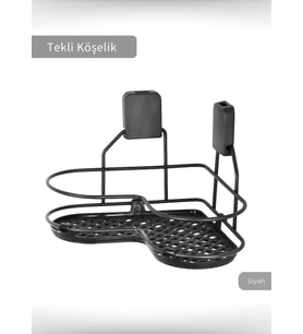 Banyo Rafı Mutfak Rafı Paslanmaz Baharatlık Tekli Köşelik Şampuanlık Siyah