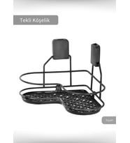 Banyo Rafı Mutfak Rafı Paslanmaz Baharatlık Tekli Köşelik Şampuanlık Siyah