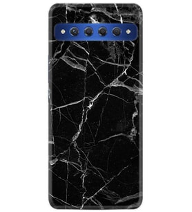 TCL 10 Plus Kılıf Desenli Silikon Fragile Black Mermer