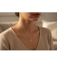 STİL İNCİSİ/XUPING JEWELRY F DÜZ HARF TAŞSIZ KOLYE (Altın Rengi)