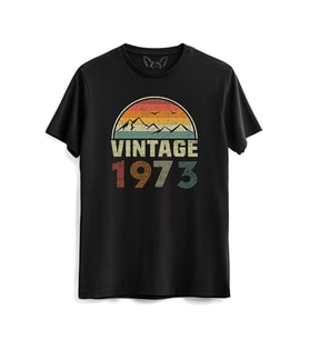 Vintage 1973 Eskitme Siyah Tshirt