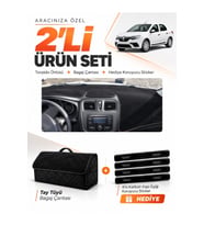 e-biz RENAULT SYMBOL UZUN TİP.2 (2013-2021) Uyumlu Torpido Örtüsü + Tay Tüyü Çanta - Siyah - RE016