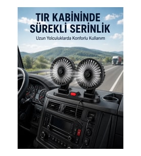 Mey İthalat® Çift Başlıklı Araç İçi USB Vantilatör Soğutucu Fan