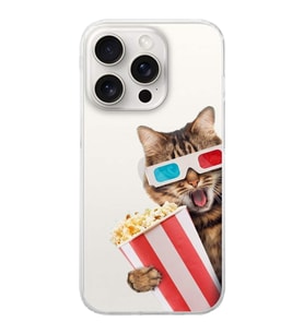 PrintiFy Apple  iPhone 15 Pro Max ile Uyumlu 1mm Slim Fit Kedi 1 050b Baskılı Şeffaf  Kılıf