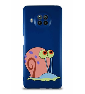 Xiaomi Mi 10T Lite Soft Premier Kapak Salyangoz Gary Tasarımlı Silikon Kılıf - Lacivert (Şeffaf)