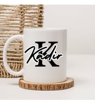 Kişiye Özel Monogram Harfli Beyaz Seramik Kupa Bardak