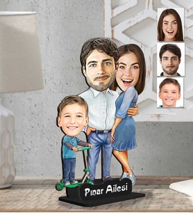 Kişiye Özel 2 Boyutlu Aile  Ahşap Biblo-26
