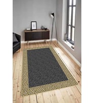 Dijital Baskılı Yıkanabilir Kaymaz Modern Renkli Salon Halısı Mutfak Halısı Yolluk ND-HY-1394 (Siyah)