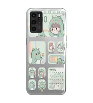 Oppo A16 / A55 Uyumlu Tatlı Dinozor Kawaii Tasarımlı Şeffaf Telefon Kılıfı