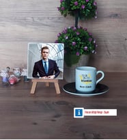 En İyi Eczacı Fotoğraflı Dekoratif Taş, Ahşap Altlıklı Türk Kahvesi Fincanı Hediye (Model 7)