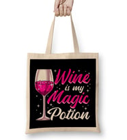Funny Wine Is My Magic Potion Halloween Wino Pun Bez Çanta Uzun Saplı