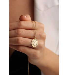 Kişiye Özel 925 Ayar Gümüş Zarif Saat Model Kolye (Gold)