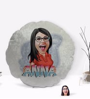 BK Gift Kişiye Özel İsimli Kadın Karikatürlü Yuvarlak Dekoratif Kırlent Yastık