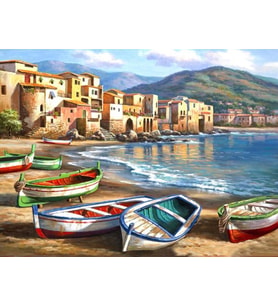 Kayıklar Sayılarla Boyama Seti 40x50 cm (Tuvale Gerili)
