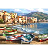 Kayıklar Sayılarla Boyama Seti 40x50 cm (Tuvale Gerili)