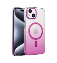 Coverzone iPhone 15 Plus ile uyumlu MagSafe uyumlu simli sert plastik k?l?f, 2mm kamera korumal?, �izilmeye dayan?kl?, ince tasar?m, Glossy degrade Mor
