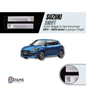 Suzuki Swift 2017-2023 Krom Bagaj Iç Eşik Koruma (TAŞLI) 2 Parça Paslanmaz Çelik