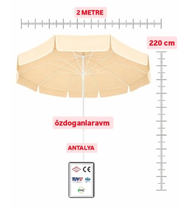 Krem Havuz Şemsiyesi 2 Metre 10 Telli UV Korumalı Kumaş