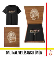Galatasaray Lisanslı 2026 Şampiyonluk Dejavu Siyah Tişört Aslan Ahşap Kutulu