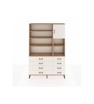 Arges Gardrop 8 Raflı 8 Çekmeceli Tek Kapaklı  132x30x195 Çam-Aytaşı