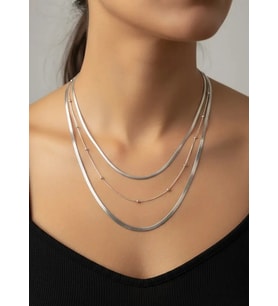 Çelik Silver 3'lü Dorika İtalyan Kolye 3mm - 25-clkk273
