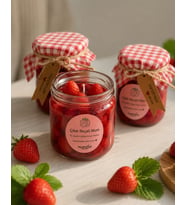 Mumelia Candles Çilek Reçeli - Doğal Soya Cam Kavanoz Tasarım Mum
