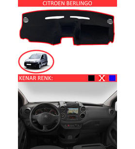 Citroen Berlingo İçin Uygun Torpido Koruma Halısı Siyah Kenar Renk Kırmızı