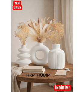 3’lü İskandinav Bohem Vazo Set – Pinterest Tarzı Dekoratif Ev Aksesuarı(Ürünler 10cmdir)