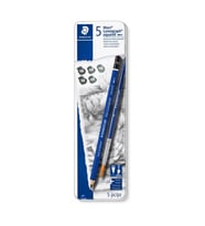 STAEDTLER 100 G6 MARS LUMOGRAPH AQUARELL DERECELİ KURŞUN KALEM SETİ 5'Lİ+ FIRÇA METAL KUTU