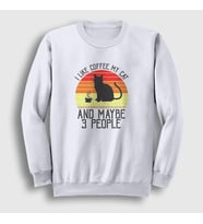 Presmono Unisex Beyaz Coffee My Cat Kedi Kedili Sweatshirt 502647tt