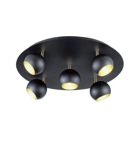 Rsylight Metal Modern 5 Li Yuvarlak Siyah Led Spot Avize Günışığı Ampullü