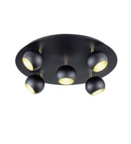 Rsylight Metal Modern 5 Li Yuvarlak Siyah Led Spot Avize Günışığı Ampullü
