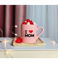 I Love Mom ( Seni Seviyorum Annem ) Tasarımlı Kişiye Özel Pembe Türk Kahvesi Fincanı