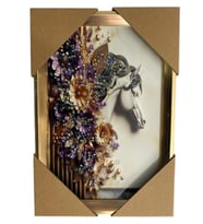 Duvar Tablo 22X32 Cm At Ve Çiçekler 3 Boyutlu M4440-1