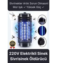 Çok Fonksiyonlu Asılabilir Sessiz Prizli Elektrikli Cız Lamba 220V Mor Işık Kara Sivrisinek Öldürücü