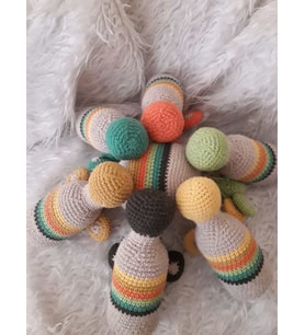 Maymun Bowling Seti Amigurumi Organik Oyuncak