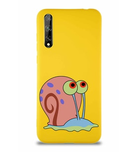 Huawei Y8P Soft Premier Kapak Salyangoz Gary Tasarımlı Silikon Kılıf - Sarı (Şeffaf)