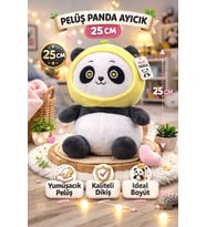 Peluş Panda Ayıcık 25 CM Kapüşonlu Sevimli Panda Oyuncak (Sarı)
